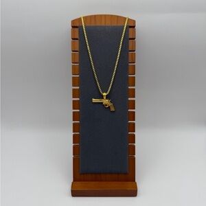 Gold Revolver Pendant Necklace